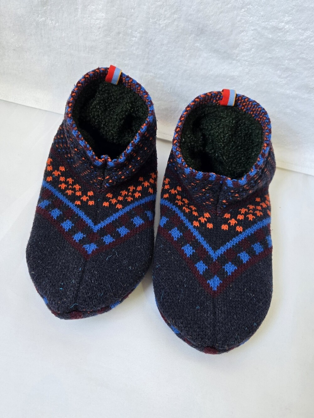 Bombas Gripper Slipper Socks Indoor House Shoes Dark/Light Blue Plush Lined XL